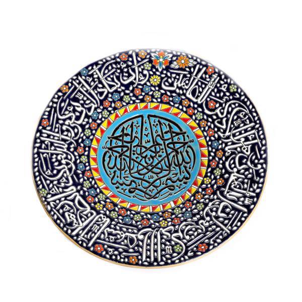 بشقاب سفالی گالری صلصال طرح میناکاری کد 100 سایز 30 سانتی متر