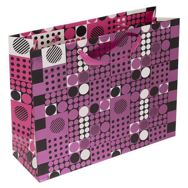 پاکت هدیه افقی طرح خالدار براق، Glamour Dotted Design Horizontal Gift Bag