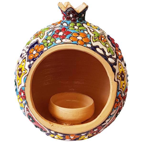 شمعدان سفالی لازاپونی طرح مینا کاری کد L150z