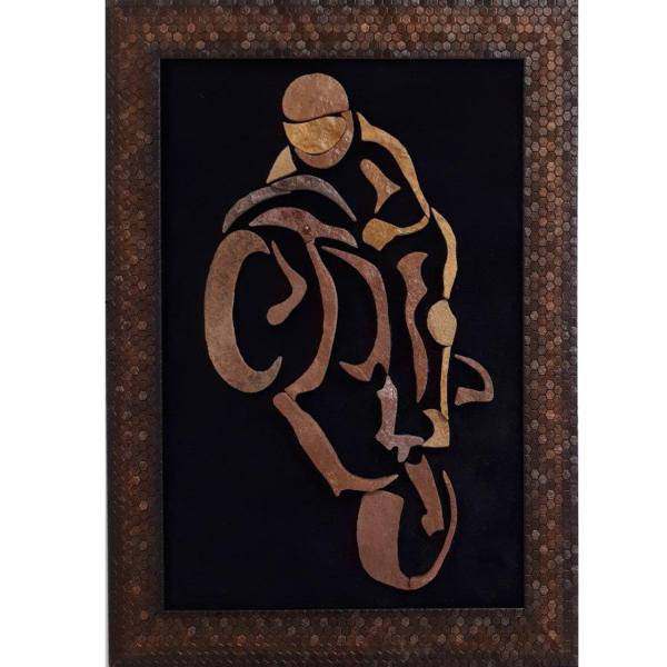 تابلو سنگ معرق آویسا طرح موتور سوار سایز 40 × 30