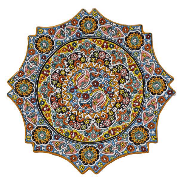 بشقاب سفالی و میناکاری 8 گوش سی دا سایز 30 کد KH03007