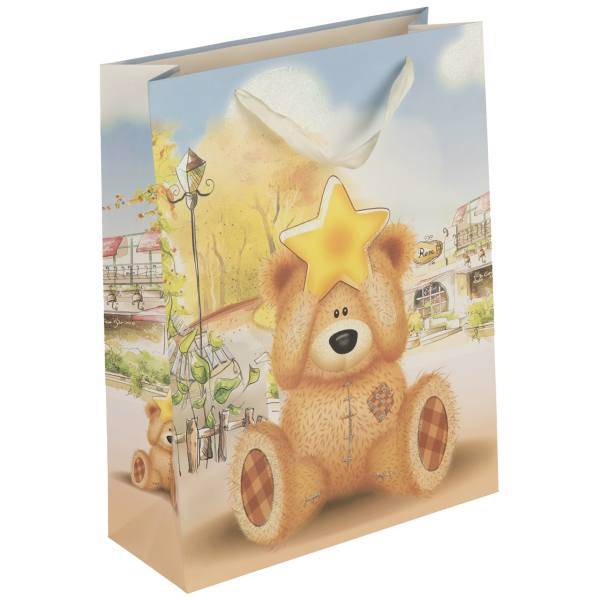 پاکت هدیه عمودی طرح خرس 1، Bear Design 1 Vertical Gift Bag