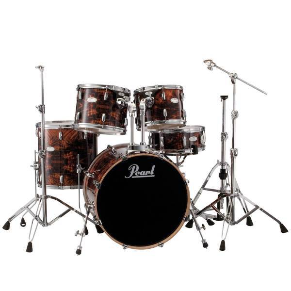 درام ست پرل مدل VML925 FeatherWalnut همراه با پایه، Pearl VML925 FeatherWalnut Set Drum