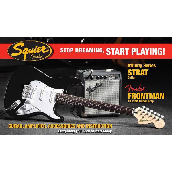 پکیج گیتار الکتریک فندر مدل Squier Affinity Series Stratocaster Black، Fender Squier Affinity Series Stratocaster Black Electric Guitar Package