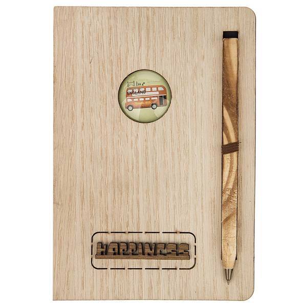 دفتر یادداشت مدل Happiness 2 سایز 13 × 19 سانتی متر به همراه خودکار، Happiness 2 Notebook Size 19 in 13cm with Pen
