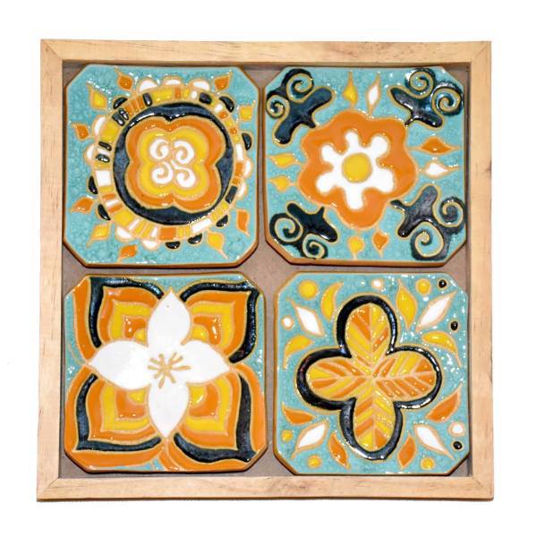 اردورخوری دستساز سرامیکی با سینی چوبی سی دا کد NF01001