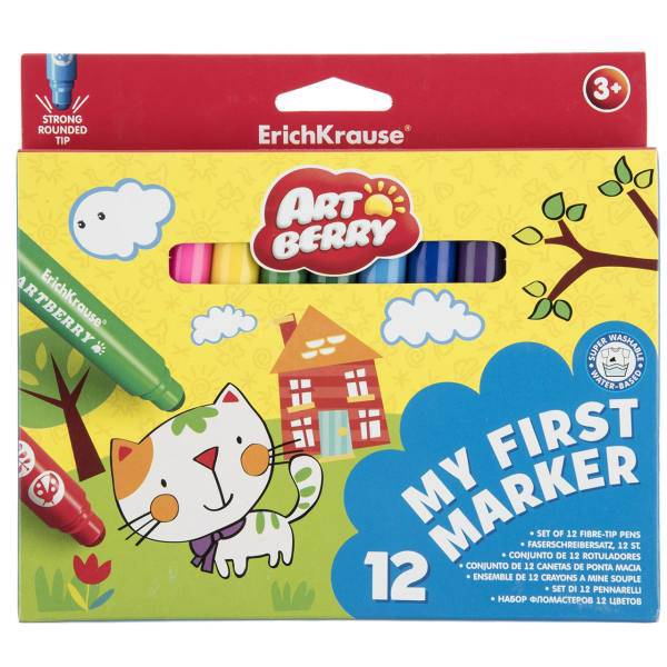 ماژیک رنگ آمیزی 12 رنگ اریک کراوزه My First Marker، ErichKrause My First Marker 12 Color Marker