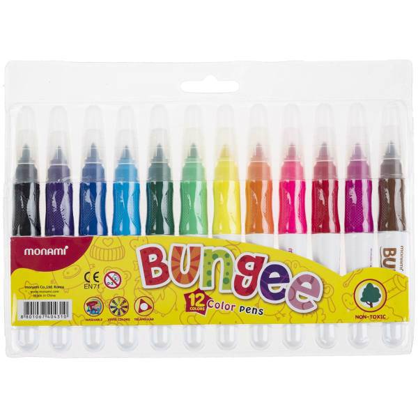 ماژیک رنگ آمیزی 12 رنگ مونامی مدل Bungee، Monami Bungee Marker - Pack of 12