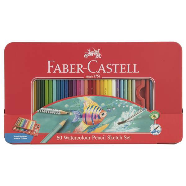 مداد آبرنگی 60 رنگ فابر-کاستل مدل Sketch، Faber-Castell Sketch 60 Watercolor Pencils