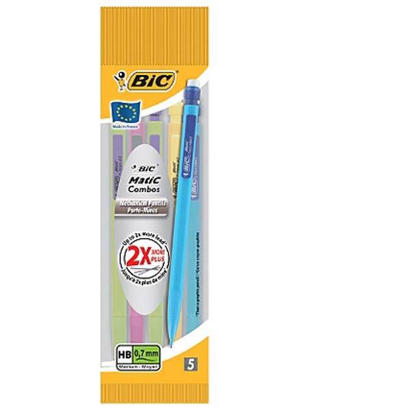 مداد نوکی بیک سری ماتیک مدل کمبوس با قطر نوشتاری 0.7 میلی متر - بسته 5 عددی، Bic Matic Combos 0.7mm Mechanical Pencil - Pack Of 5