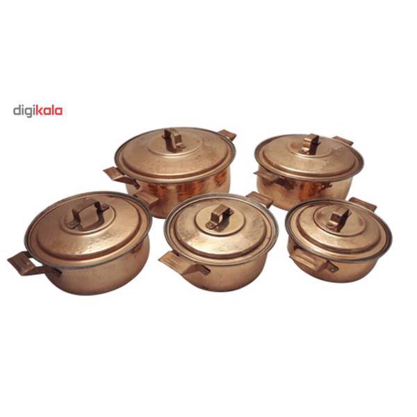 سرویس قابلمه راسته 10 پارچه مسی زنجان کد 1374، Zanjan Copper Cookware Set 10Pcs 1374