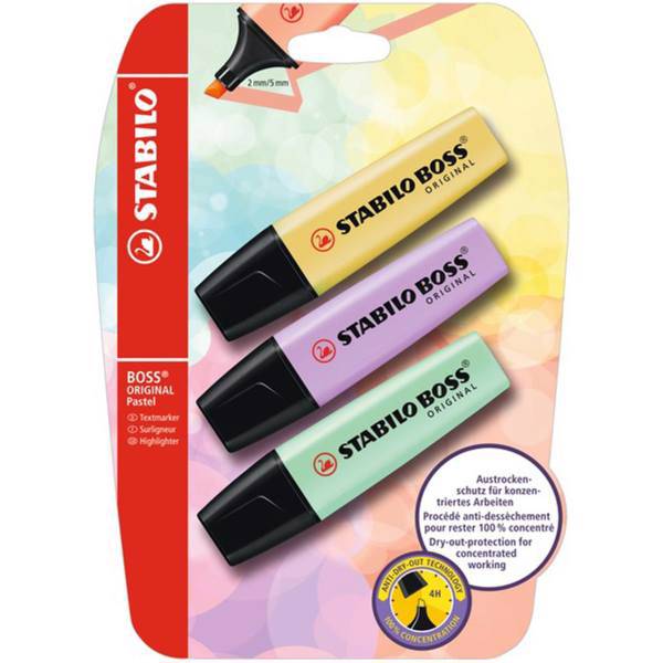 ماژیک علامت گذار پاستلی 3 رنگ استابیلو مدل Boss Original، Stabilo Boss Original 3 Color Pastel Highlighter