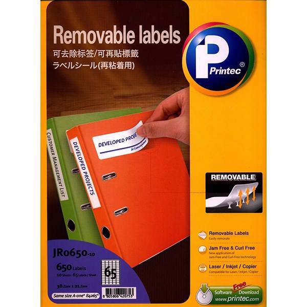 کاغذ یادداشت چسب دار پرینتک کد JR0650، Printec JR0650 Removable Labels