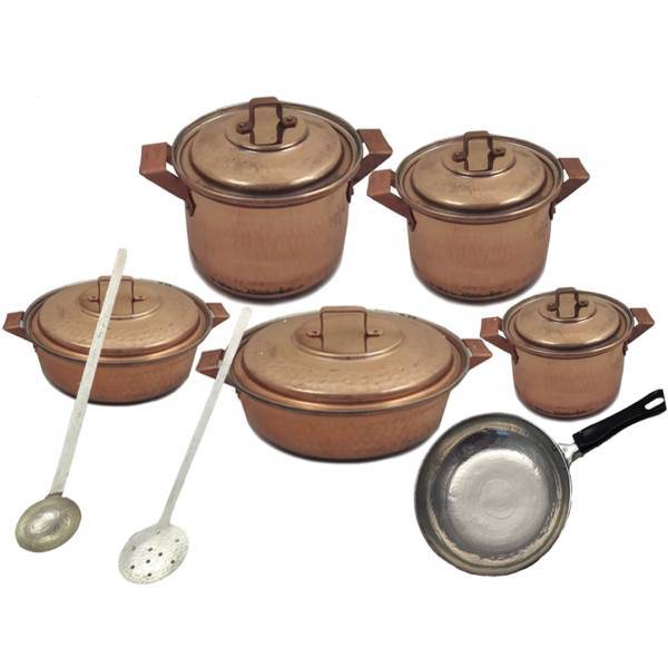 سرویس قابلمه راسته 13 پارچه مسی زنجان کد 1376، Zanjan Copper Cookware Set 13Pcs 1376