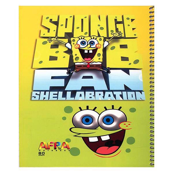 دفتر سیمی افرا 80 برگ طرح باب اسفنجی 1، Afra Sponge Bob1 80 Sheets Coiled Notebook