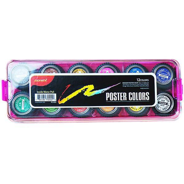 گواش مونامی - بسته 12 رنگ، Monami Poster Color - Pack of 12