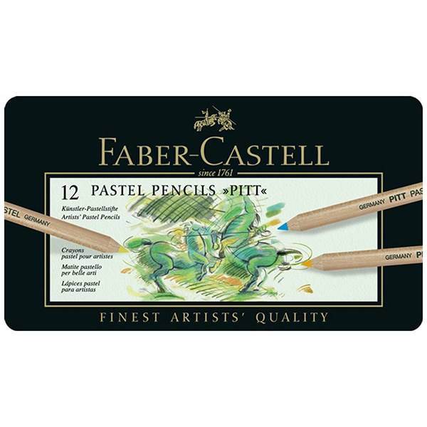 پاستل مدادی 12 رنگ فابر-کاستل مدل پیت پاستل کد 112112، Faber-Castell Finest Artist Pitts Pastel 12 Colors Pencils