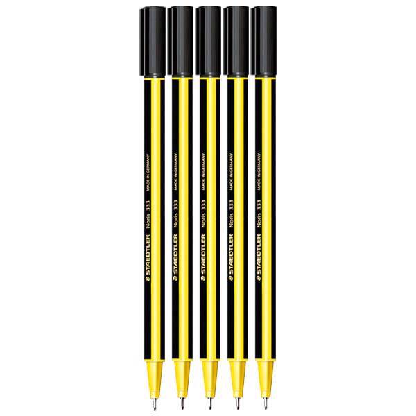 روان نویس استدلر مدل Noris 333 Black - بسته پنج عددی، Staedtler Noris 333 Black Rollerball Pen - Pack of 5