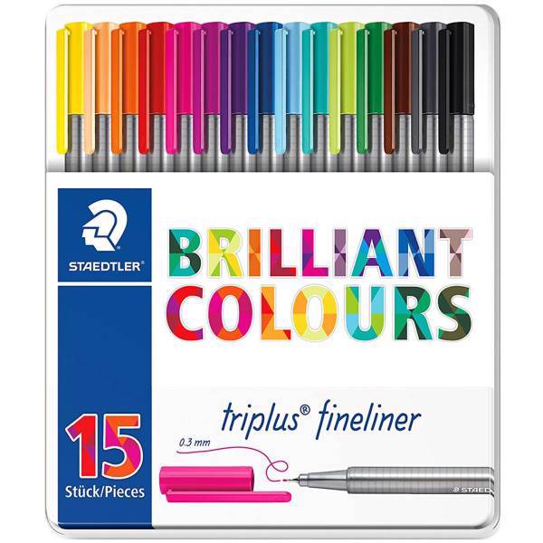 روان نویس 15 رنگ استدلر مدل Triplus Brilliant Colours کد 334 M15، Staedtler 334 M15 Triplus Brilliant Colours 15 Color Rollerball Pen