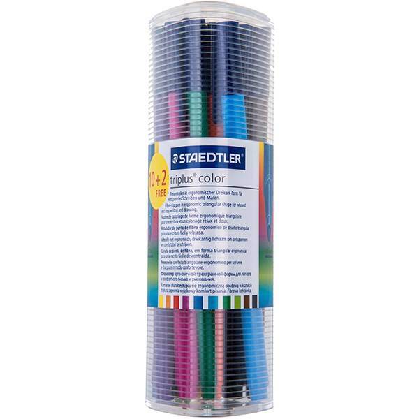 ماژیک رنگ آمیزی 2+10 رنگ استدلر مدل تریپلاس کالر، Staedtler Triplus Color Marker - Pack of 10 + 2