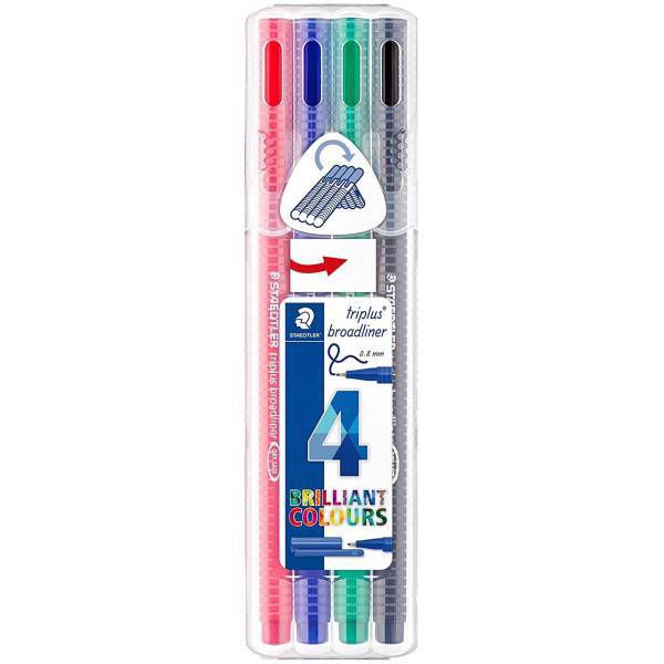 روان نویس استدلر سری Triplus مدل 338 SB4 بسته 4 عددی، Staedtler Triplus Series 338 SB4 Fineliner