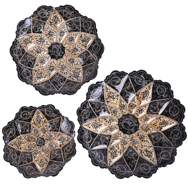 ست بشقاب میناکاری بیگی طرح شباهنگ مدل 00-11 مجموعه سه عددی