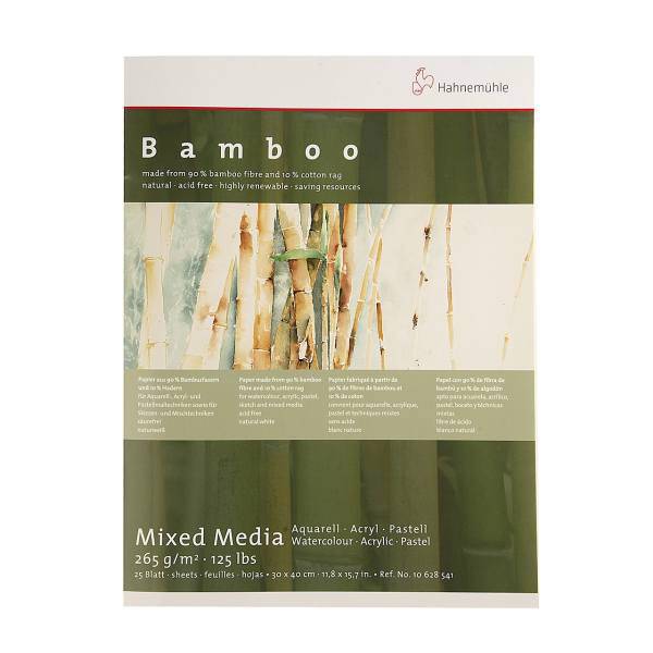 بوم آبرنگ دفترچه‌ای هانه موله مدل Bamboo سایز 40 × 30 سانتی‌متر 25 برگ، Hahnemuhle Bamboo Watercolor Notebook Canvas Size 30 in 40cm 25 Sheets