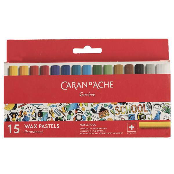 پاستل مومی 15 رنگ کارن داش مدل Permanent، Caran dAche Permanent 15 Color Wax Pastel