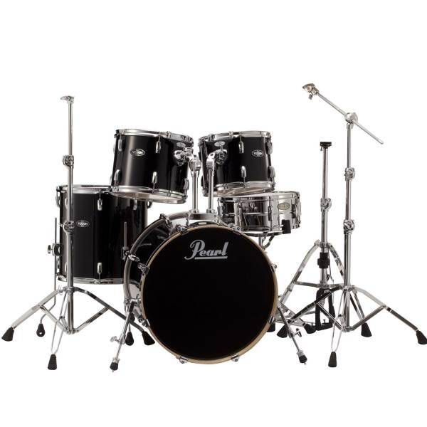 درام ست پرل مدل VBL925 Black Ice همراه با پایه، Pearl VBL925 Black Ice Set Drums