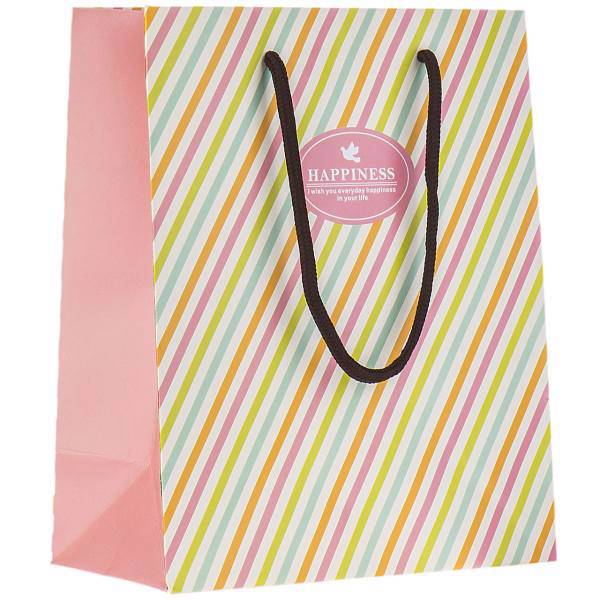 پاکت هدیه عمودی طرح راه راه رنگی، Colorful Striped Vertical Gift Bag