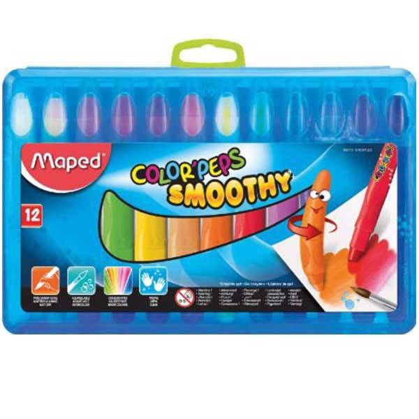 مداد شمعی 12 رنگ مپد سری کالر پپس مدل اسموتلی، Maped Color Peps Smoothy Oil Pastels - Pack of 12