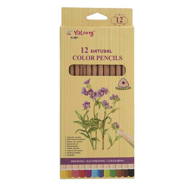 مداد رنگی 12 رنگ یالانگ مدل Natural، Yalong Natural 12 Color Pencil