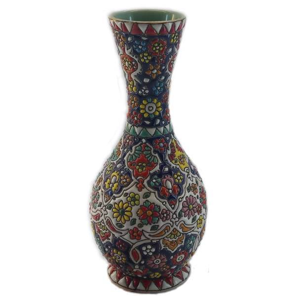 گلدان سفالی میناکاری آبی عمیق کد81