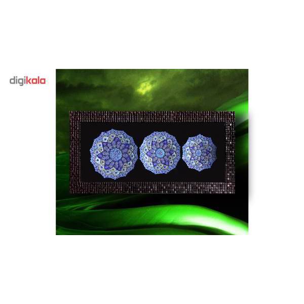 تابلو بشقاب مسی میناکاری سه تکه گالری آسمانی طرح ستاره آبی مدل 3D-1