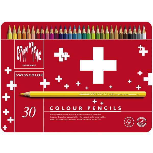 مداد رنگی 30 رنگ کارن داش سری سوییس کالر مدل 1285730، Caran dAche Swiss Color 30 Color Model 1285730 Color Pencils