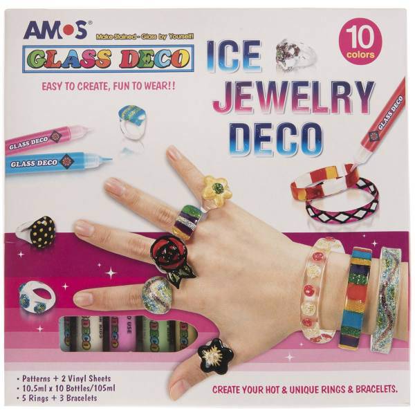 بسته ساخت زیورآلات آموس سری Glass Deco مدل Ice Jewelry Deco Glass، Amos Ice Jewelry Deco Glass Deco Series Jewelry Making Set