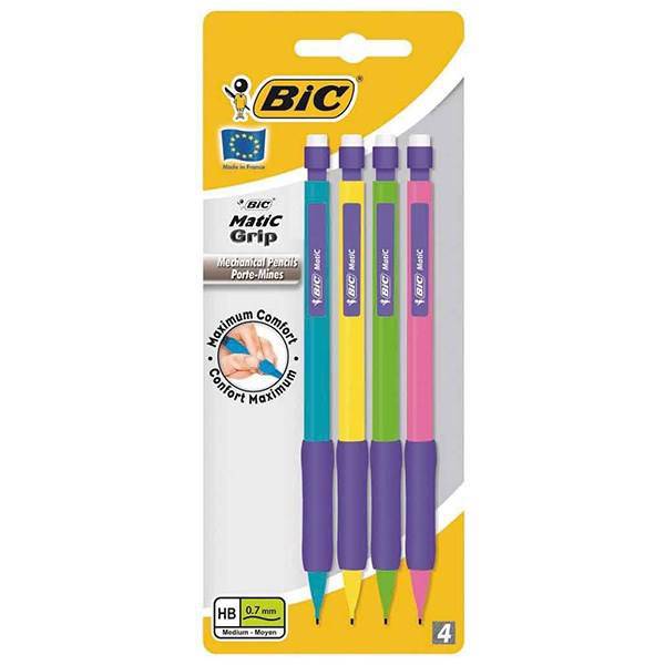 مداد نوکی 0.7 میلی متری بیک مدل Matic Grip بسته 4 عددی، Bic Matic Grip 0.7mm Mechanical Pencil Pack Of 4