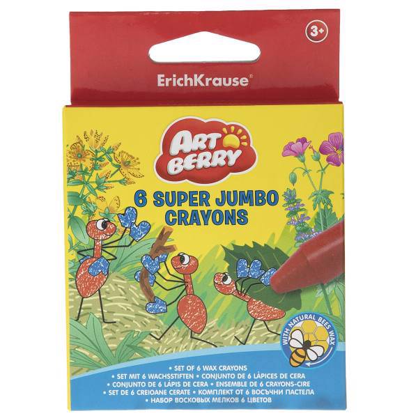 مداد شمعی 6 رنگ اریک کراوزه مدل Jumbo، ErichKrause Jumbo 6 Color Wax Crayon