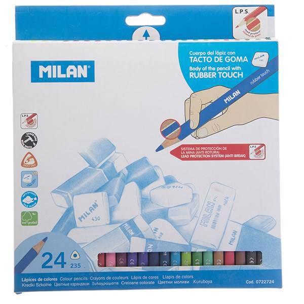 مداد رنگی 24 رنگ میلان مدل Rubber Touch، Milan Rubber Touch 24 Color Color Pencil