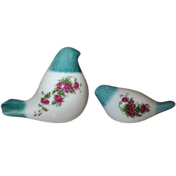 پرنده و گنجشک سرامیکی سارا مدل گل سرخی 0901