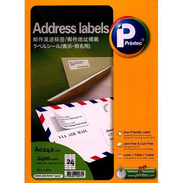 برچسب آدرس پرینتک کد A0242 - بسته 100 عددی، Printec Address Labels Code A0242 - Pack of 100