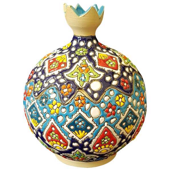 قندان سفالی لازاپونی طرح مینا کاری کد L142z