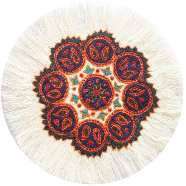 رومیزی پته دوزی کوی دوست مدل شمسه کد SH1W، Kooyedoost Pate Tablecloth Shamse SH1W Diameter 30 cm