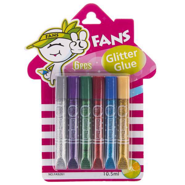 چسب اکلیلی 6 رنگ فنس، Fans 6 Color Glitter Glue