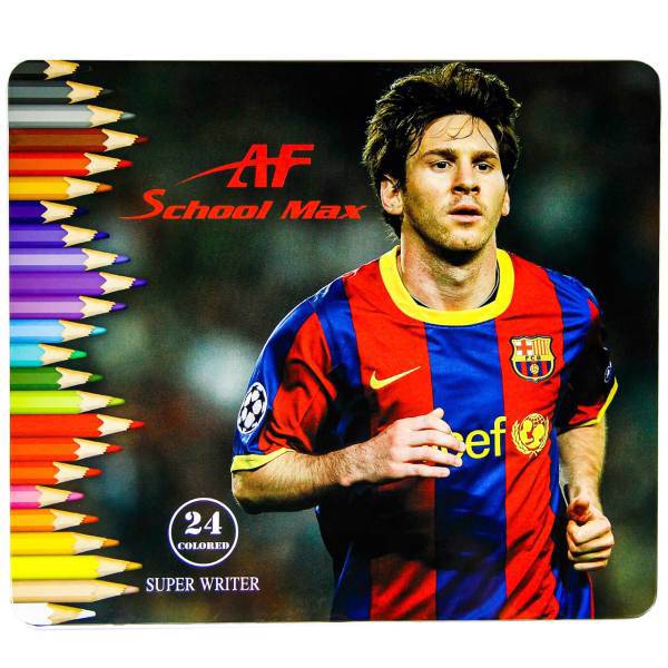 مداد رنگی 24 رنگ ای اف اسکول مکس طرح لیونل مسی، AF School Max Lionel Messi 24 Color Pencils