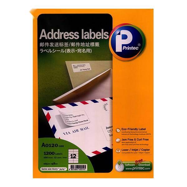 برچسب آدرس پرینتک کد A0120 - بسته 100 عددی، Printec Address Labels Code A0120 - Pack of 100