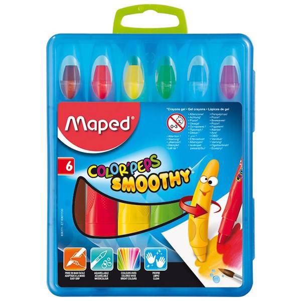 پاستل ژله‌ای 6 رنگ مپد سری کالر پپس مدل اسموتی، Maped Color Peps Smoothy Gel Crayons - Pack of 6