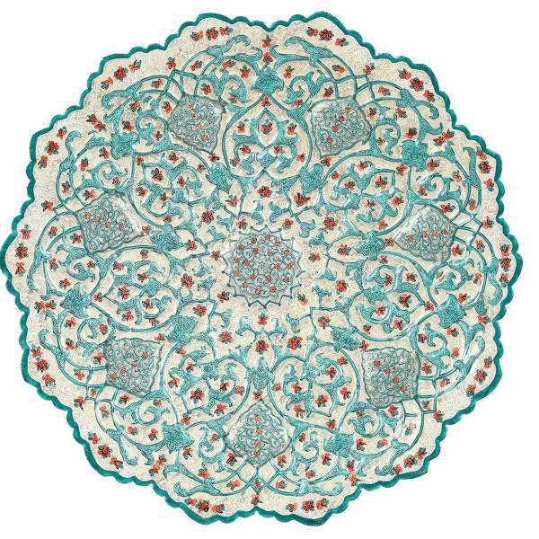 بشقاب مسی میناکاری گالری گوهران مدل اسلیمی برجسته 1132