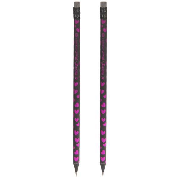 مداد مشکی یالانگ طرح قلب 1 بسته 2 عددی، Yalong Heart Design 1 Black Pencil - Pack of 2