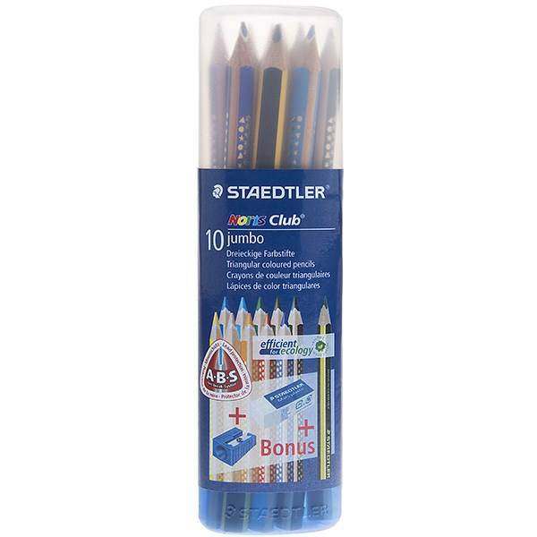 مداد رنگی 10 رنگ استدلر مدل نوریس کلاب جامبو، Staedtler Noris Club Jumbo 10 Colored Pencil